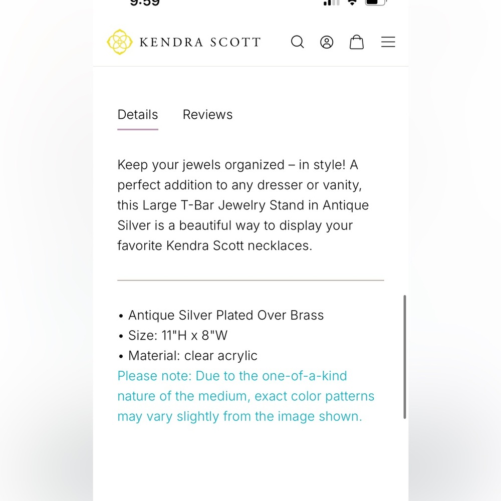 Kendra Scott Large T-Bar Jewelry Stand in Antique Silver - Picture 3 of 9